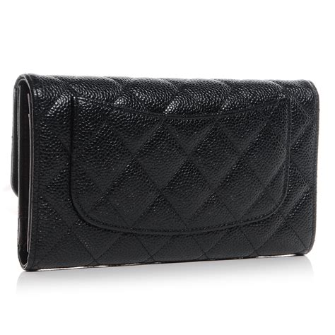 chanel long flap wallet caviar|Chanel Black Quilted Caviar Classic Long Flap Wallet Gold .